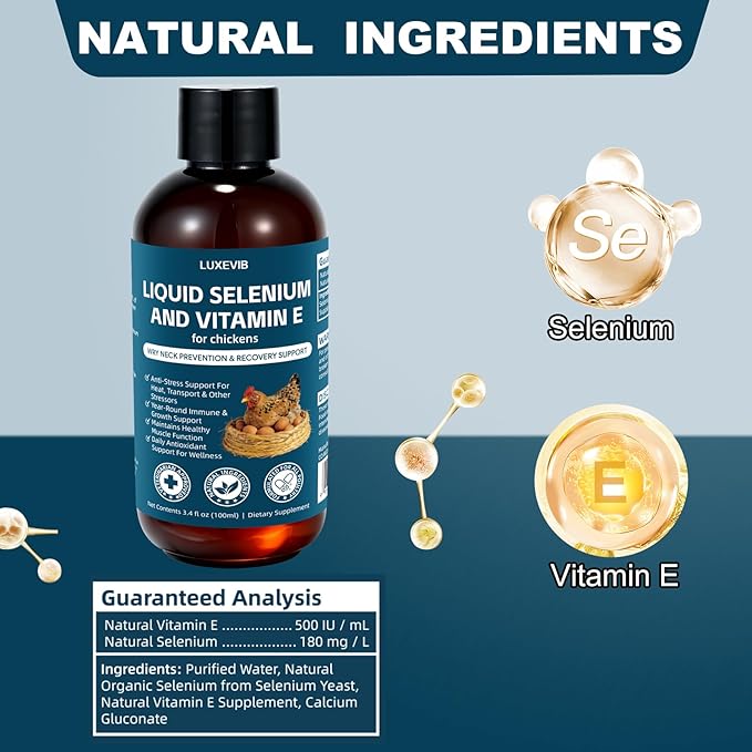 E+S Poultry Vitality Formula | Selenium for Chickens and All Poultry | Nutrient Support Liquid for Energy Balance and Mobility | Feed Mix Additive for Healthy Growth3.4 fl oz