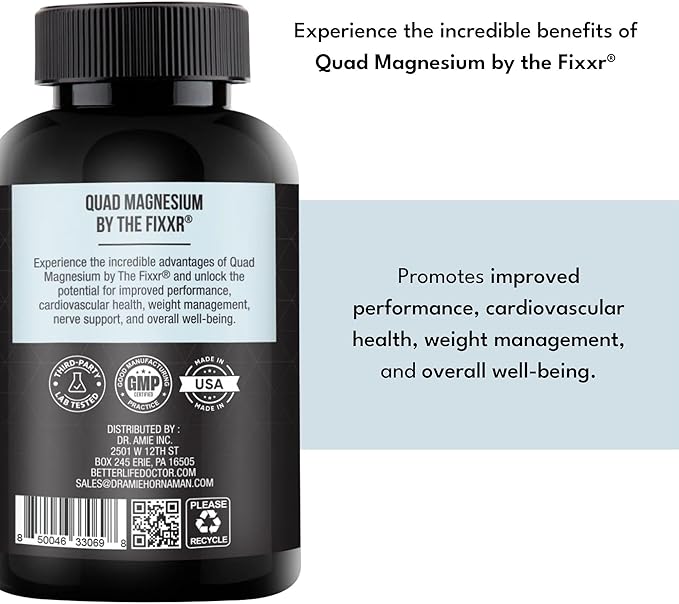 Quad Magnesium by Dr. Amie | 4 Forms of Magnesium 500 mg per Serving | Formulated with Aquamin to Help with Digestion and Absorption | 30 Day Supply 60 Capsules