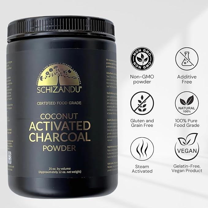 Organic Charcoal Powder Activated Charcoal Natural Vegan Organic GMO Free - Large Bottle 25 oz Powder - 3pack