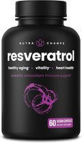 NutraChamps Resveratrol Supplement Extra Strength Formula for Healthy Aging Immune Support 60 Vegan Capsules