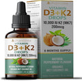Vitamin D3 + K2 Drops 10000 IU D3 with 200mcg K2 (MK7) Peppermint Flavour Organic MCT Coconut Oil 60mL 6 Month Supply