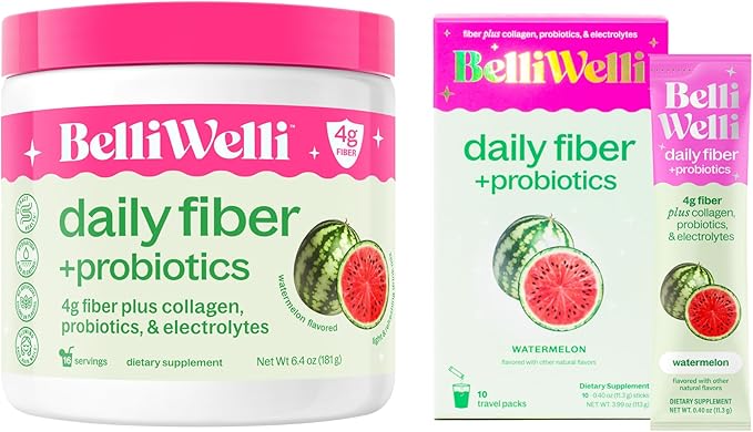 Daily Fiber Supplement Bundle for Women &amp Men – Premium Fiber Powder from Organic Acacia with Added Collagen Electrolytes &amp Probiotics – No Bloat Constipation &amp Gut Health Support (Water