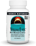 Source Naturals Visual Eyes Dietary Supplement - Multi-Nutrient Complex with Bilberry Extract Lipoic Acid and Lutein - 60 Tablets