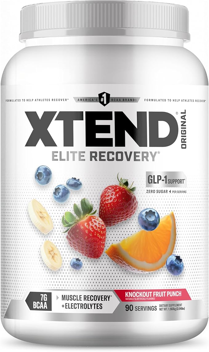 XTEND Original BCAA Powder Knockout Fruit Punch | Sugar Free Post Workout Muscle Recovery Drink with Amino Acids | 7g BCAAs for Men &amp Women | 90 Servings