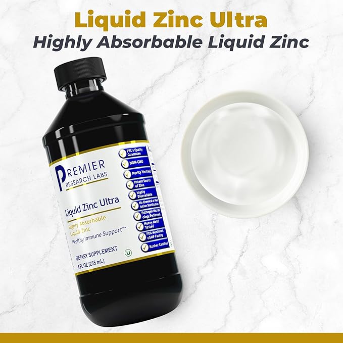 Premier Research Labs Liquid Zinc Ultra Supplement - for Immune Support &amp Well-Being for Adults &amp Kids - Highly Absorbable Drops - Used for Rapid Analysis of Zinc Status - 8 fl oz