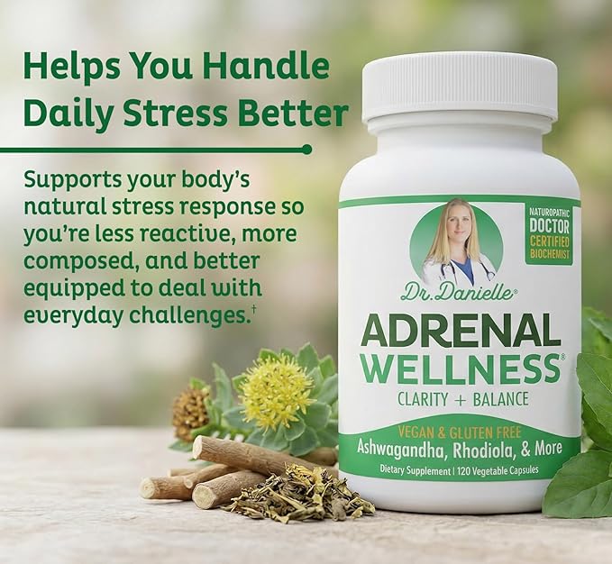 Adrenal Wellness Ashwagandha &amp More - Organic Mind Body Support by Dr. Danielle 120 Capsules