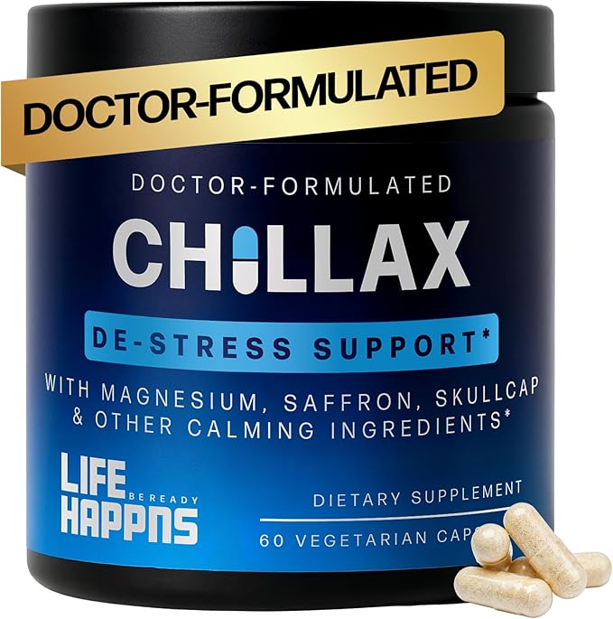 Life Happns Calm &amp Mood Support for Adults – Doctor-Formulated with Saffron Magnesium L-Theanine &amp Skullcap for Stress Relief &amp Emotional Balance | Non-Drowsy Natural Relaxation Suppleme
