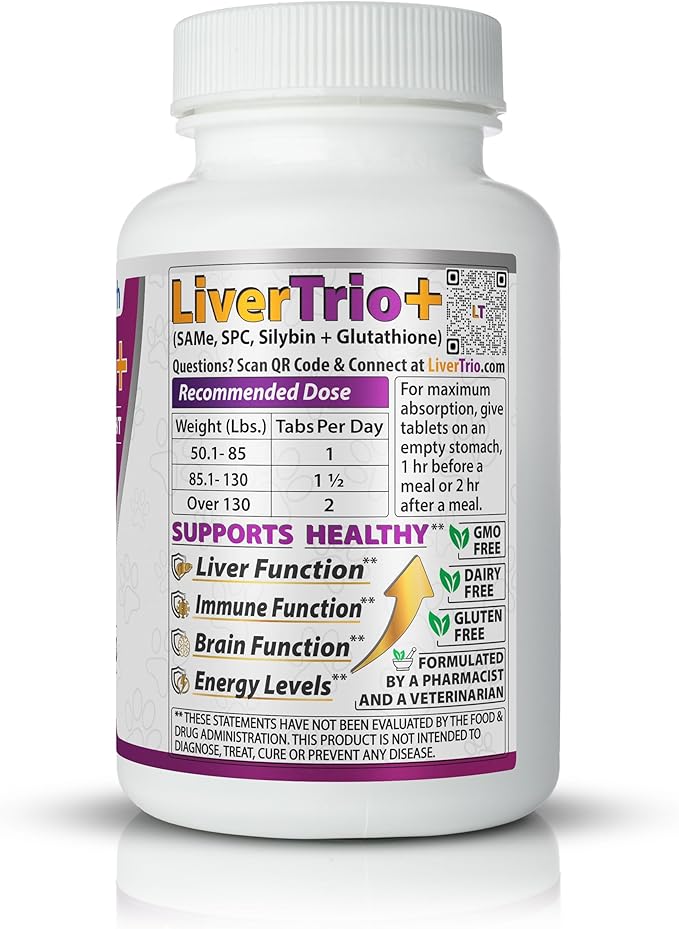 Comprehensive Liver Support Supplement for Large Dogs. Flavorful Chewable Tablets Combining Same SPC Silybin A+B + Glutathione 30Ct (Large)
