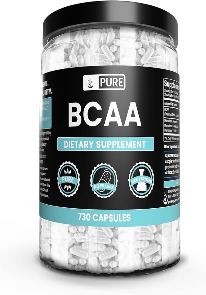Pure Original Ingredients BCAA (730 Capsules) No Magnesium Or Rice Fillers Always Pure Lab Verified
