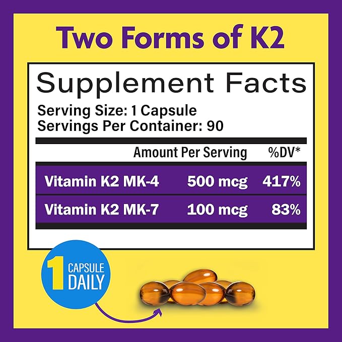 InnovixLabs Choline &amp Vitamin K2 Bundle Choline Bitartrate 550mg (100 Capsules) Full Spectrum Vitamin K2 (90 Softgels). Supports Memory Mood Brain Health &amp Boost Cognitive.*