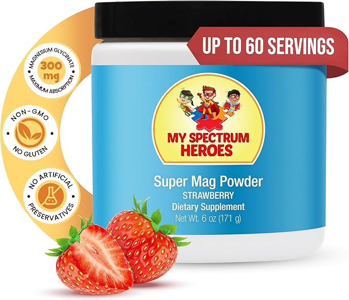 My Spectrum Heroes Calm Magnesium Powder - Gentle Magnesium Glycinate Drink Mix for Relaxation Sleep Support Digestive Health and Stress Relief - Vegan Gluten-Free 6oz (171g)