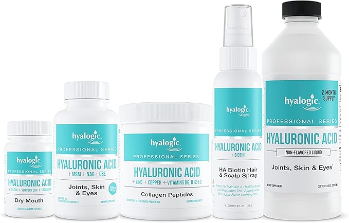 Hyalogic Hyaluronic Acid Delayed Release Capsules | Combo Formula w/Glucosamine MSM | Support Healthy Joints Eyes and Skin and Overall Body | Promote Healthy Skin | 120 mg | Non-GMO (30 Count)