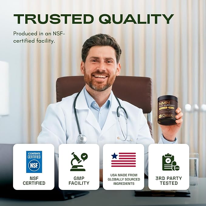 Cata-Kor NMN Supplement – 1000mg Per Serving NAD Resveratrol Supplement with Quercetin | TMG – NMNH Alternative – Supports Cellular Energy &amp NAD+ Level – 60 Capsules – Third-Party Tested (1 Pack)