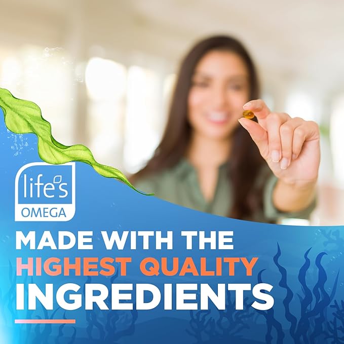 Algae Omega 3 1500mg - Vegan Supplement with Patented Life's Omega 3 - High Dose EPA &amp DHA - Better Than Fish Oil - Supports Heart Brain Joint Health - 90 Vegan Softgels