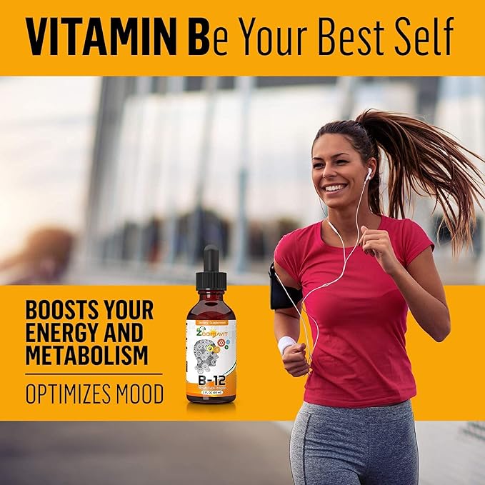 Vitamin B Complex Liquid Drops with Fast Absorption - Super B Liquid Complex Vitamins B2 B3 B5 B6 &amp B12 - Natural Energy Boost Mental Focus &amp Healthy Immune System