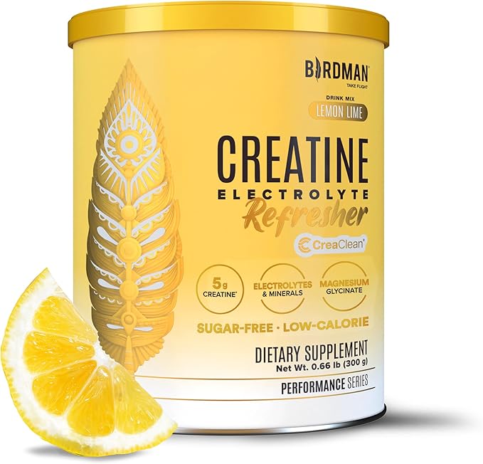 BIRDMAN Creatine Refresher | Creatine Monohydrate Powder with Electrolytes Magnesium Glycinate &amp Vitamins | Creaclean Seal | Sugar Free Low Calorie | Lemon Lime | 30 Servings