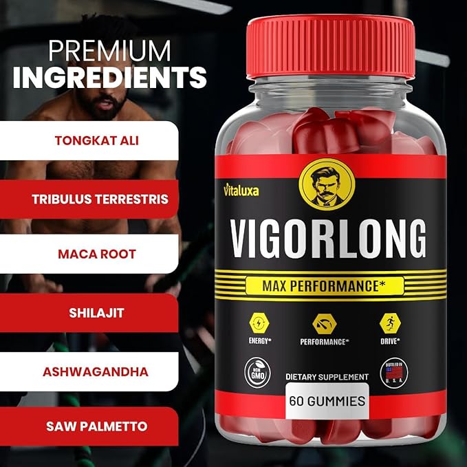(5 Pack) Vigorlong Gummies Maximum Strength All Natural Advanced Formula Performance Blend Supplement for Health and Wellness Reviews (300 Gummies)