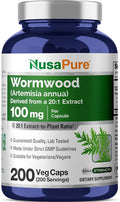 NusaPure Wormwood Capsules 100 mg 200 Veg Capsules (Non-GMO Vegan)