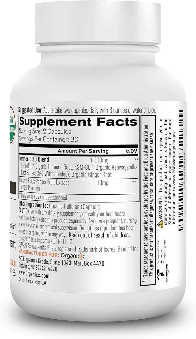 Organixx Clean Sourced Collagens (30 Servings) &amp Turmeric 3D (60 Caps) Bundle Collagen Protein Organic Turmeric Ginger &amp Ashwagandha Supports Joints Skin Hair Nails &amp Immune Health