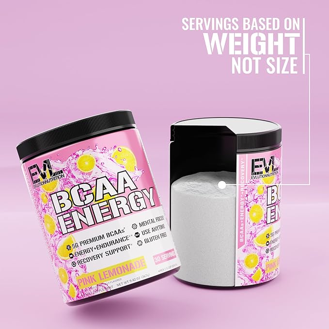 Evlution Replenishing BCAAs Amino Acids Powder for Pre &amp Post Workout (Pink Lemonade and Cherry Lime 30 Servings Each)
