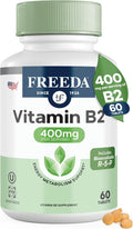 FREEDA Vitamin B2 400 mg Supplement with Riboflavin-5-Phosphate – High Potency B2 Vitamins Riboflavin 400mg per Serving for Energy Metabolism &amp Nervous System – Vegan VIT B 2 Small Tablets (60 C