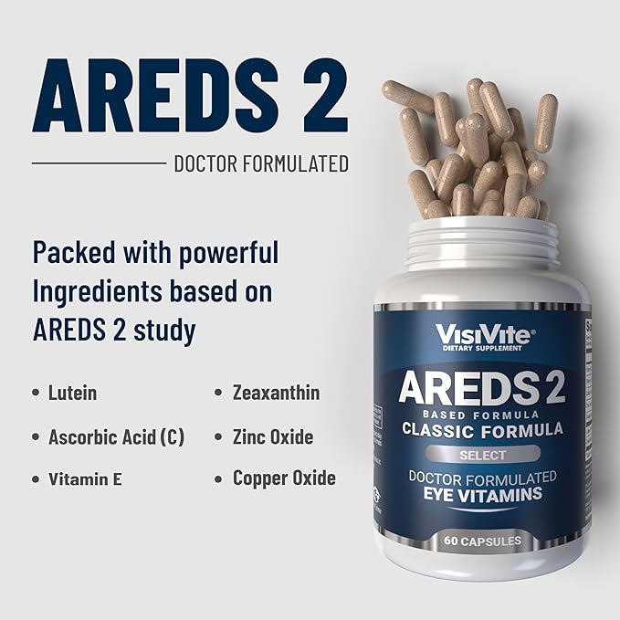 VisiVite AREDS 2 Select Eye Vitamins for Macular Support - Vitamins for Eyes with Zeaxanthin Plus Lutein Macular Supplement - Premium Macular Health Formula - Eye Supplements for Adults - 60 Capsules