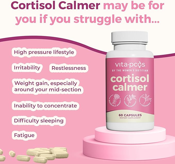 VITA-PCOS Cortisol Supplement &amp Collagen Peptides Protein Powder Bundle for Women – Promotes Energy Endocrine Hair Skin Nails &amp Weight - Rhodiola Rosea Ashwagandha Inositol Turmeric – 2