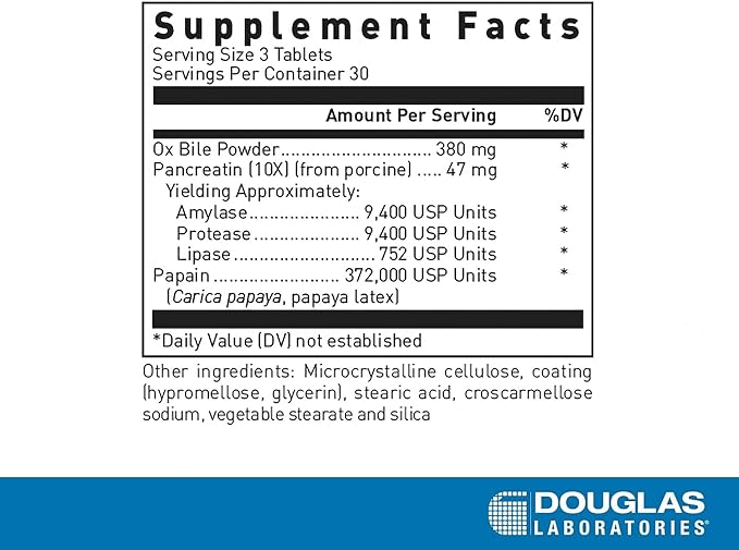 Douglas Laboratories Bilex - Digestive Enzyme Supplement - With Lipase Papain Amylase &amp Ox Bile Extract - Digestive Enzymes for Digestion* - 90 Tablets