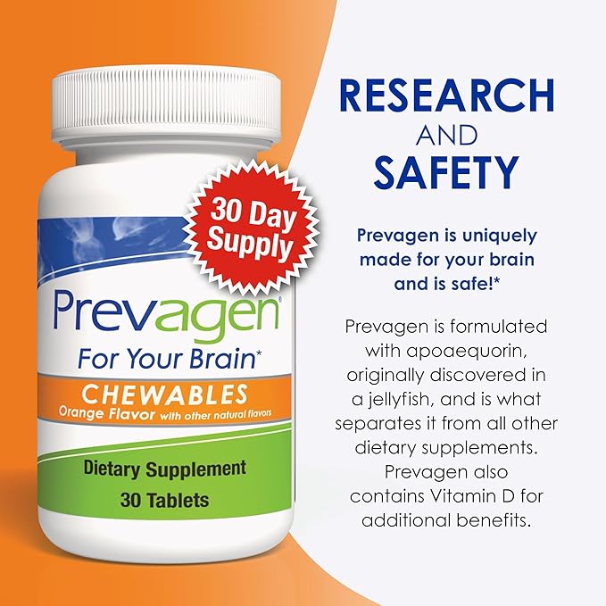 Prevagen Regular Strength Orange Chewables - 60 Tablets (2 Month Supply) | Formulated for Your Brain | 10mg of Apoaequorin Plus Vitamin D3