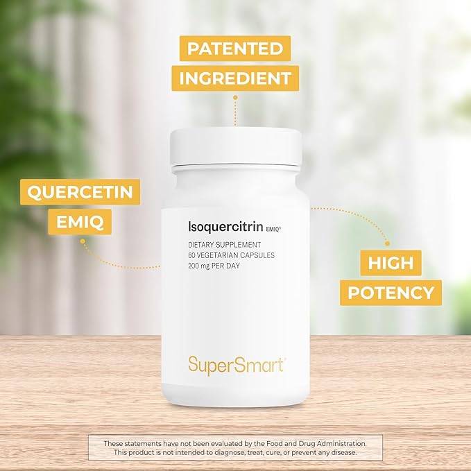 Supersmart - Alpha Glycosyl IsoQuercitrin 200mg per Day - Bioactive Quercetin EMIQ - Flavonoid Supplement | Non-GMO &amp Gluten Free - 60 Vegetarian Capsules