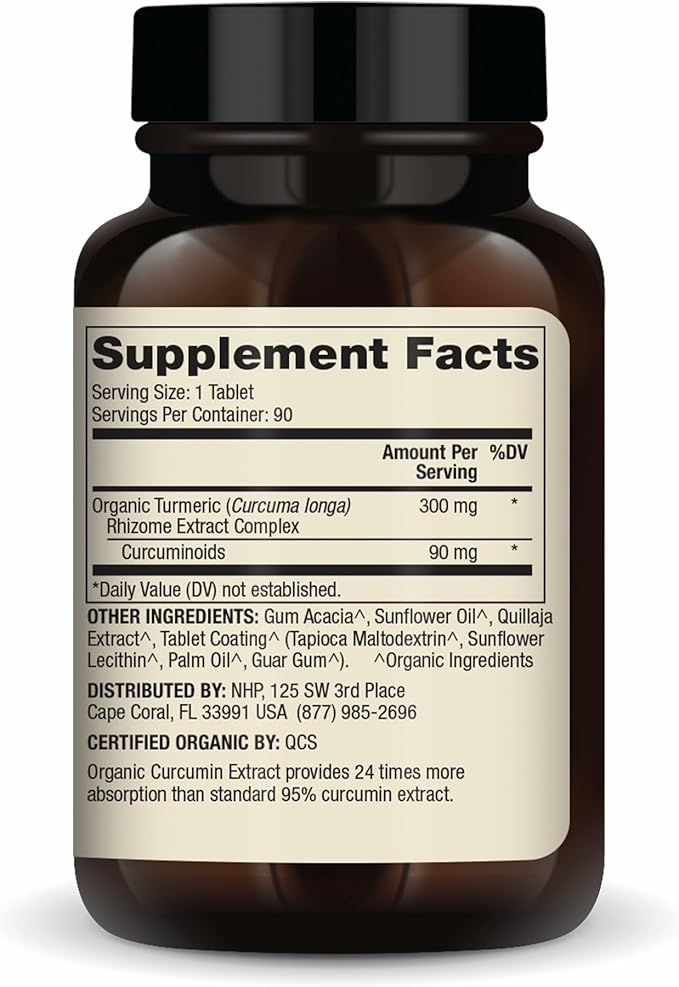 Dr. Mercola Organic Curcumin Extract 90 Servings (90 Tablets) Dietary Supplement Non-GMO Certified USDA Organic