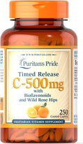 Puritan's Pride Vitamin C 500 mg with Rose HIPS Caplets 250 Count