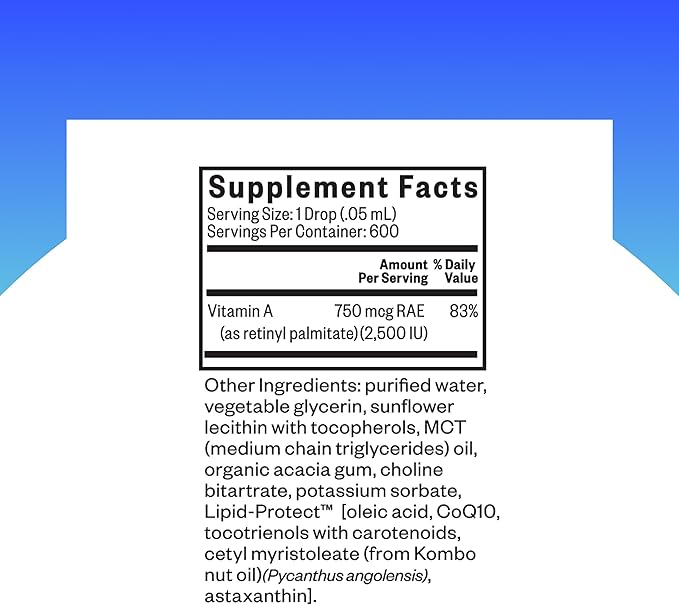 Seeking Health vitamin A Drops - Eye &amp Skin Health Supplement with Retinyl Palmitate - Liquid Vitamin Support with Antioxidant Support - Soy-Free &amp Gluten-Free - 1 fl oz 1500mcg (600 Servings