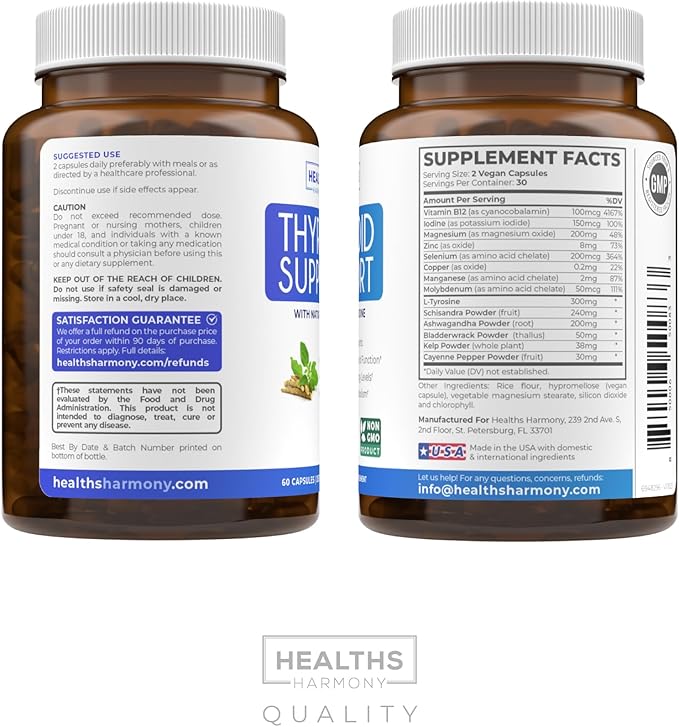Thyroid Support &amp Black Seed Oil (1-Month Supply) Black Seed Thyroid Boost - Thyroid Support (60 Capsules) Health Supplement &amp Black Seed Oil (60 Capsules) Cold-Pressed Nigella Sativa - Non-GM