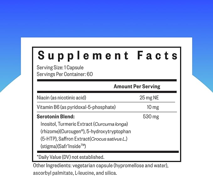 Seeking Health Serotonin Nutrients Supports Healthy Sleep 5-HTP Supplement with Vitamin B6 and Saffron Extract Vegan and Vegetarian (60 Capsules)