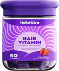 Hair Vitamin Gummies | Hair Growth Skin &amp Nails Support | Biotin 6000mcg Bamboo Silica Keratin Collagen MSM Zinc &amp Antioxidant Vitamin A (as Beta Carotene) | Strawberry | 60 Gummies