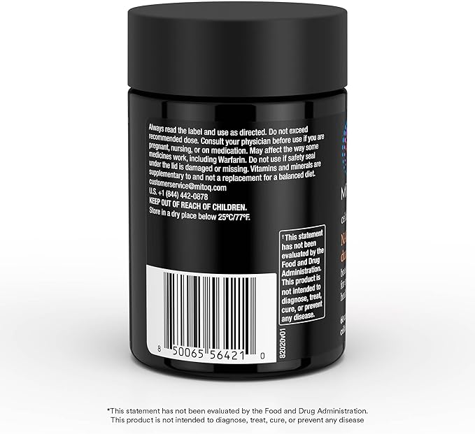 MitoQ NAD+ Dual Action Supplement | Niacin (Niacinamide) Nicotinamide Riboside (NR) Resveratrol &amp PQQ | Support Energy Focus &amp Healthy Aging | 60 Capsules