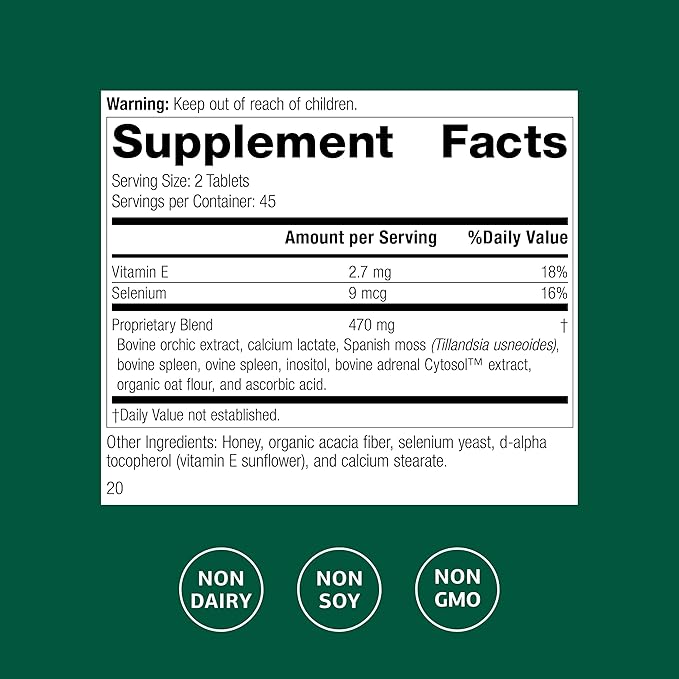 Standard Process Cataplex E2 - Vitamin E &amp Selenium Supplement for Cardiovascular &amp Cellular Health - Antioxidant Support for Heart Health - Non-Dairy &amp Non-Soy - 90 Tablets