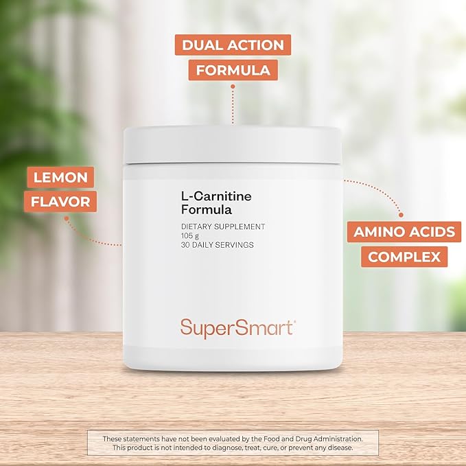 Supersmart - L-Carnitine Formula - with Acetyl &amp Tartrate - Amino Acids | Non-GMO &amp Gluten Free - 105 g