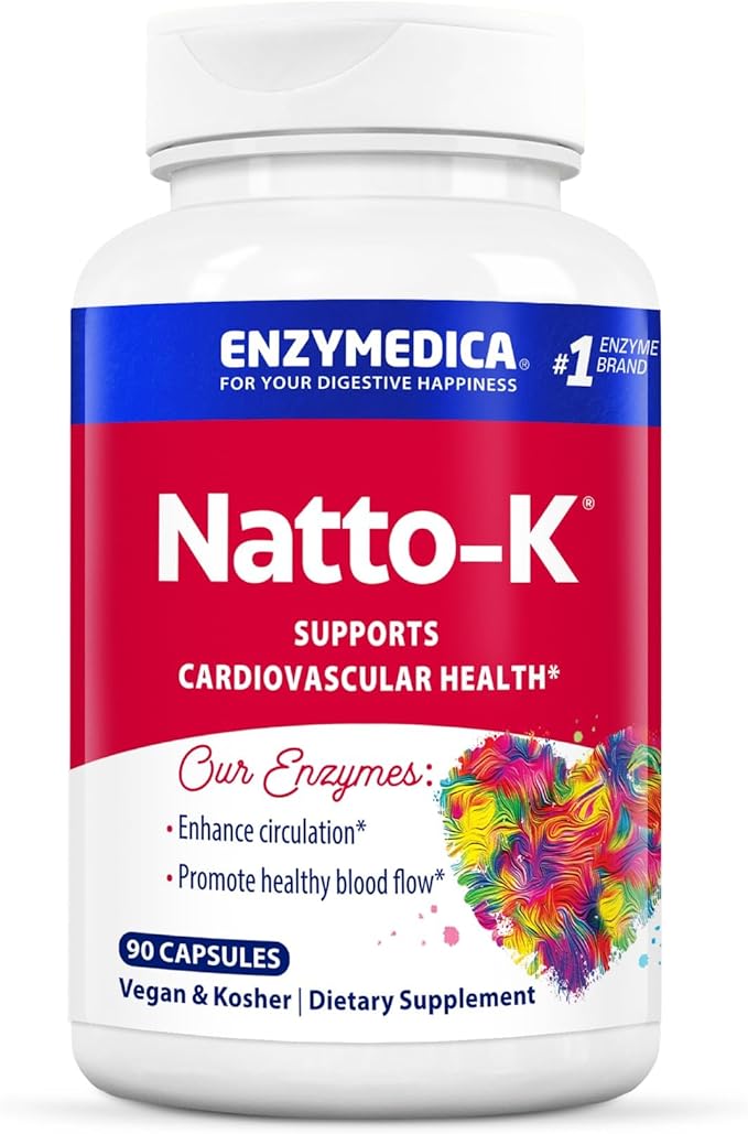 Enzymedica Natto-K Nattokinase Supplement Promotes Heart Health &amp Circulation 90 Count