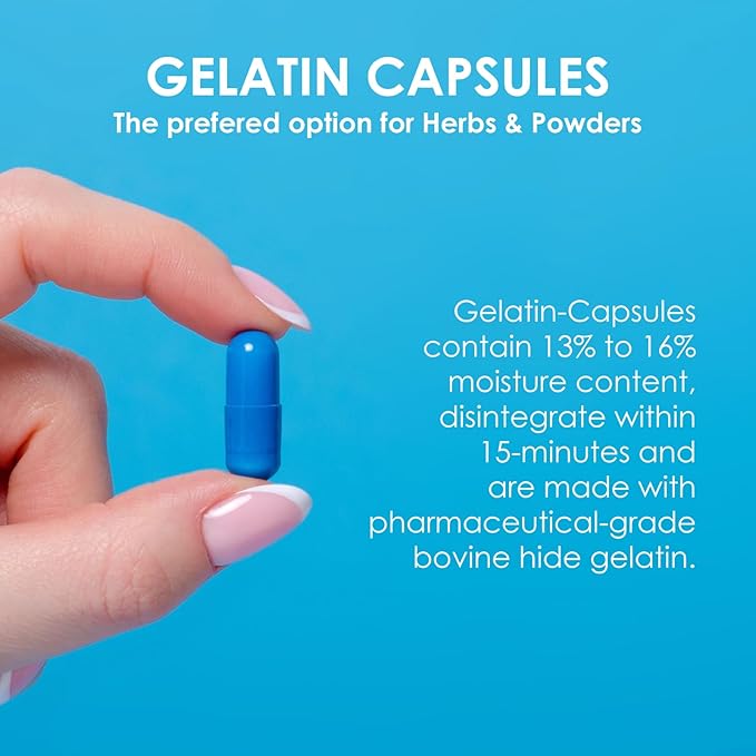 Capsuline Size 0 Gelatin Empty Capsules 5000 Count Empty Gel Pill Capsules DIY Pure Bovine Pill Capsule Filling Empty Caps Kosher Gluten Free and Non-GMO Certified Clear