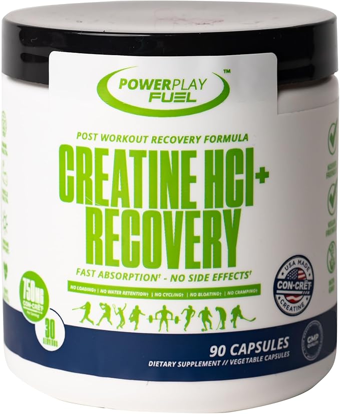 CREATINE HCl + Recovery Capsules for Men and Women Muscle &amp Brain Health Cognitive Function Immune Support - 90 Vegetable Capsules
