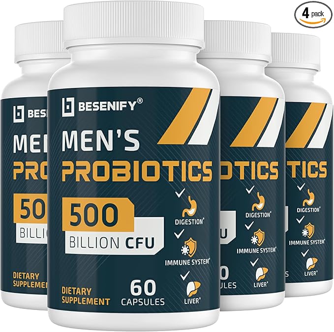 Probiotics for Men 500 Billion CFUs &amp 12 Strains Men's Probiotic with Turmeric Cranberry Goji - Probiotics for Digestive Health Immune Stomach Bloating &amp Gut Health for Men 240 Pro Bio