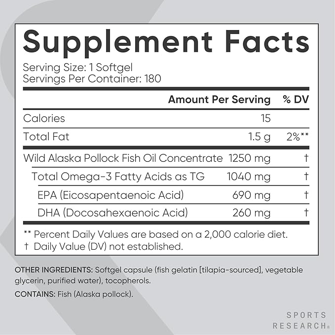 Sports Research® Cognitive Health Pack - Triple Strength Omega 3 Fish Oil - Burpless Fish Oil Supplement w/EPA &amp DHA Fatty Acids &amp Magtein Magnesium L-Threonate Supplement for Memory Focus S