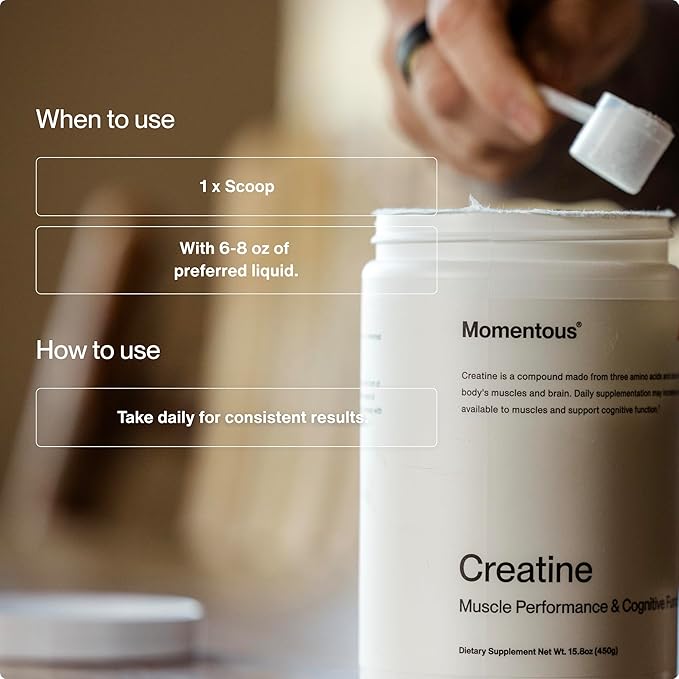Momentous Creatine Monohydrate Powder &amp Essential Grass-Fed Whey Vanilla Protein Powder - Supports Strength Lean Muscle &amp Recovery - 20 g Isolate Protein - NSF Certified for Sport - Gluten-F
