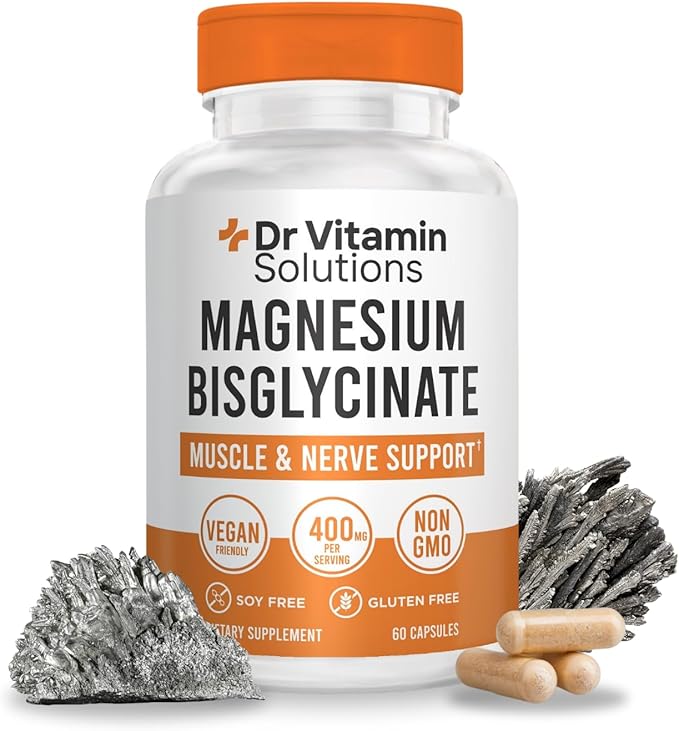 Magnesium Glycinate 400mg (Buffered Magnesium Bisglycinate Chelate) | Albion® Chelated Magnesium for Muscle &amp Nerve Support + Calm | High Absorption Gentle on Stomach | Non-GMO 60 Vegan Capsules