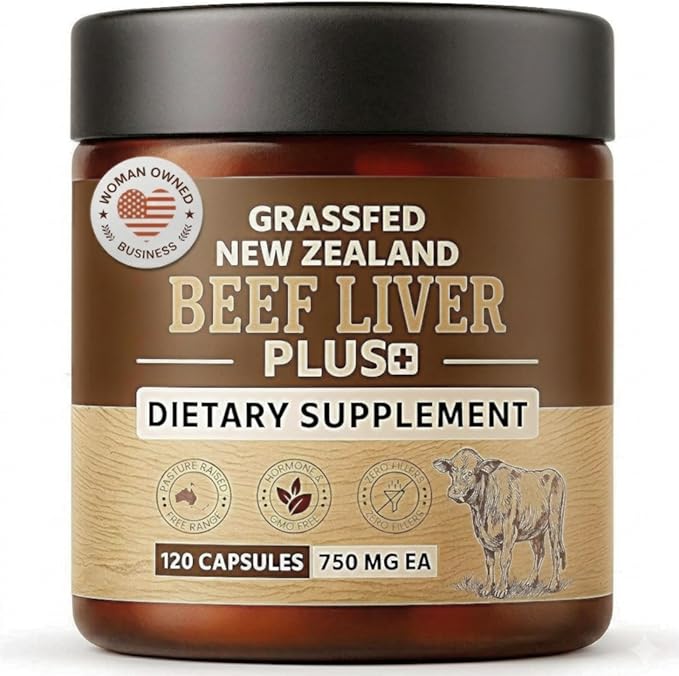 Grassfed Beef Liver Supplement - Supports Muscle Recovery &amp Energy - 3000mg Desiccated Organic Grassfed Capsules - 100% Pasture-Raised New Zealand Bovine Liver - Non-GMO &amp Gluten-Free - 120 Ca
