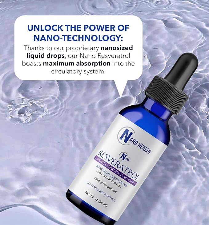 Nanoceutical Solutions Nano Liquid Resveratrol Trans Resveratrol Supplement for Brain &amp Heart Health | Ultra-Efficient Absorption Up to 8 Times Higher Than Resveratrol Capsules | 30 Servings