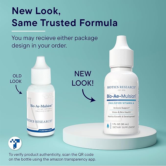 Biotics Research Bio Ae Mulsion IU Emulsified Vitamin A for Greater Uptake &amp Utilization Concentrated Form Promotes Immune Response Aids in Visual Acuity Supports Cardiovascular 1 Fluid Ounces