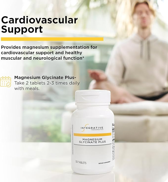 Integrative Therapeutics Magnesium Glycinate Plus - Cardiovascular Support Supplement* - Supports Brain &amp Muscular Function* - 120 Count (60 Servings)